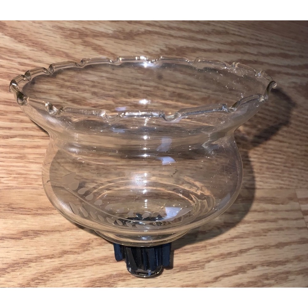 Vintage Home Interiors Wheat Etched Glass Votive Candle Cup Ruffled Rim Peg 3.5"